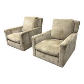 Natuzzi Editions Inside C245 Fabric Swivel Chairs, Pair. Original Price: $3,000