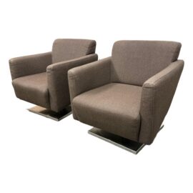 Dellarobbia Regis Swivel Lounge Armchairs, Pair. Original Price: $8,000