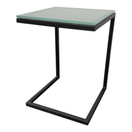 Room & Board Parsons C-Shape Seafoam Glass Table. Original Price: $380