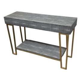 Currey & Company Faux Shagreen + Brass Console Table