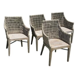 Terra Furniture Madera Outdoor Dining Chairs, Set of Four. Original Price: $3,500