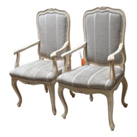 Jacara’s French Provincial Louis XV Style Upholstered Armchairs, Pair