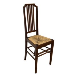 Federal Revival Inlaid Wood Rush Seat Side Chair, Vintage