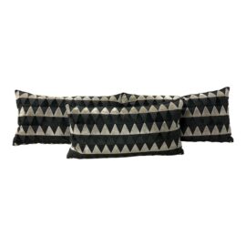 Bespoke Geometric Velvet Lumbar Pillows, Set of Three