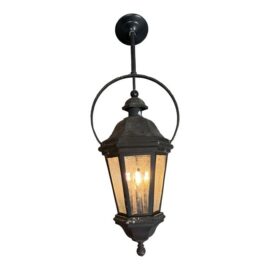 Outdoor Metal + Glass Three Light Lantern. Original Price: $1,000