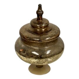 Antiqued Mercury Glass Footed Lidded Jar