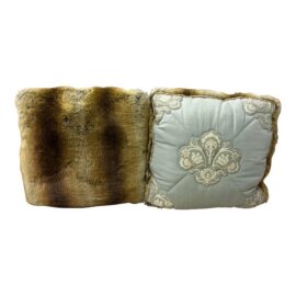 Reversible Faux Fur Embroidered Accent Pillows, Pair
