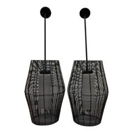 Arhaus Coastal Style Black Outdoor Pendants, Pair. Original Price: $1,300