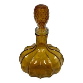 Diamond Star Amber Ribbed Glass Decanter