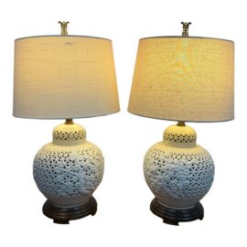 Frederick Cooper Blanc De Chine Table Lamps, Pair
