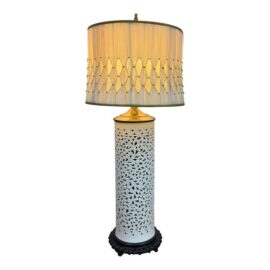 Pierced Porcelain White Table Lamp