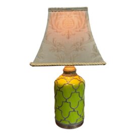 Anthropologie Lime Green Ceramic Filigree Table Lamp