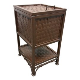 Rust Painted Metal Woven File Storage Chest