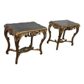 Antique Rococo Revival Giltwood Side Tables, Pair