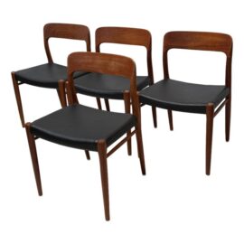Niels Otto Møller for J. L. Møllers Model 75 Teak Side Chairs, Set of Four. Original Price: $5,000