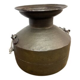 Large Hammered Metal Water Vessel + Rope Handles