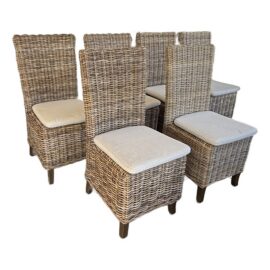 Restoration Hardware Provence High-Back Outdoor Dining Side Chairs, Set of Six. Original Price: $8,250