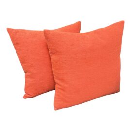 Woven Coral Throw Pillows, Pair