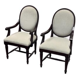 Bernhardt Oval-Back Dining Armchairs, Pair