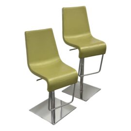 Karim Rashid for Bonaldo Adjusting Skipping Bar Stools, Chartreuse. Original Price: $2,200