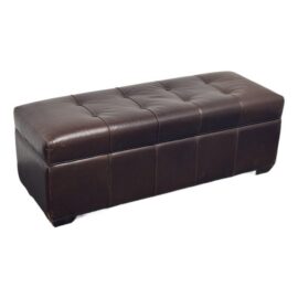 Restoration Hardware Tufted Leather Storage Ottoman