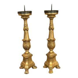 Gilt Candle Prickets, Pair