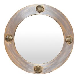 Art Nouveau Brass Wall Mirror With Scallop Shells
