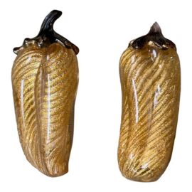 Italian Murano Art Glass Pepper Sculptures, Set of Two