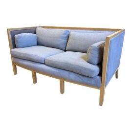 Danish Style Apartment Sofa With Cherry Wood Tone Frame. Original Price: $1,500