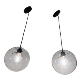 Visual Comfort Contemporary Glass Globe Pendants, Pair