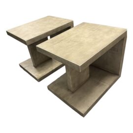 Four Hands Grass Roots Halden Vintage Grey Mahogany Nightstands, Pair