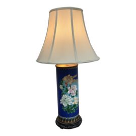 Late 20th Century Chinese Cloisonné Style Phoenix and Peony Table Lamp