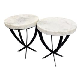 Revelation by Uttermost Coronation Marble Accent Tables, Pair. Original Price: $2,000