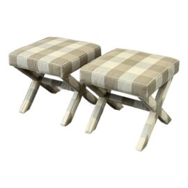 Ballard Designs X Benches, Pair. Original Price: $1,550