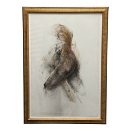Abstract Expressionist Nude Figure Drawing, Framed