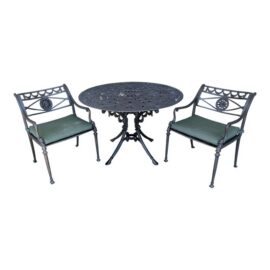 S. Lecon Neoclassical Cast Metal Patio Dining Set, 42 Inches