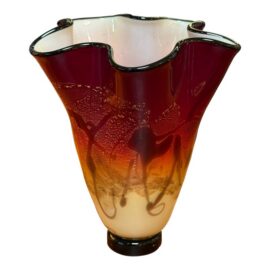 Micheal Nourot Red Satin Series Art Glass Vase. Original Price: $700
