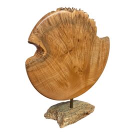 Reclaimed Live Edge Wood Sculpture + Stone Base