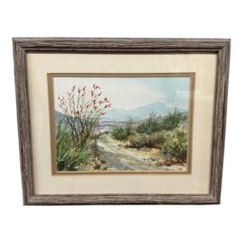 B. Schepp Desert Landscape Watercolor Painting, Framed