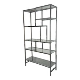 Milo Baughman Style Chrome and Glass Étagère