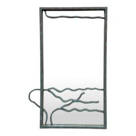 Postmodern Patinated Abstract Wave Wall Mirror
