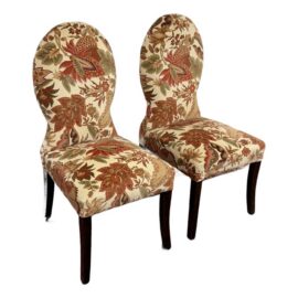 Contemporary Floral Side Chairs, a Pair. Original Price: $500
