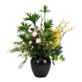 Sculptural Magnolia + Forsythia Silk Botanical Arrangement