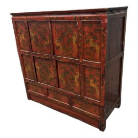 Chinoiserie Red Lacquer Storage Cabinet