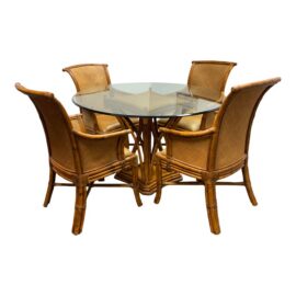 Bassett Furniture Rattan + Glass Dining Set
