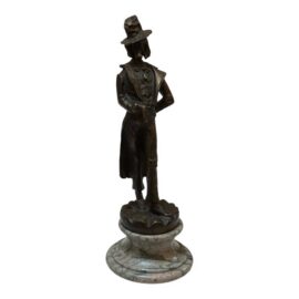 Victorian Bronze Poodle Gentleman Sculpture on Marble Base