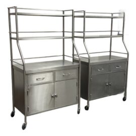 Shampaine Co. Stainless Steel Rolling Cabinets, Pair