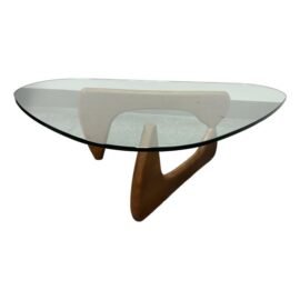 Isamu Noguchi Style Glass + Wood Coffee Table. Original Price: $700