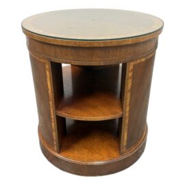 Baker Furniture Empire Georgian Style Flame Mahogany Drum Side Table. Estimate Price: $1,500