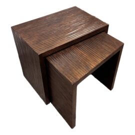 Aico Tropiko Eco Bark Nesting End Tables, Two Piece